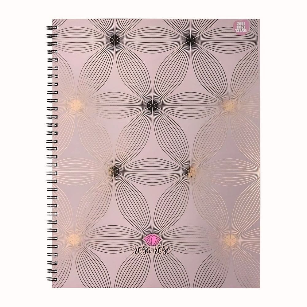 Caderno Espiral Universitário Capa Dura 10 Matérias 160 Folhas Rosa Rose - Animativa