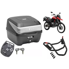 Baú Givi Traffic 3 prata + Bagageiro Lander 2019 Á 2025 Monoloc