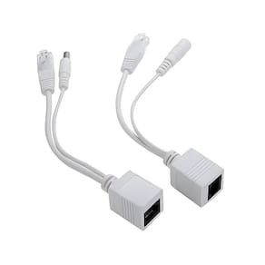 Adaptador de Cabo Injetor PoE, Par Macho e Fêmea, 5V/ 12V/ 24V/ 48V, Até 40m de Distância, Branco - FC