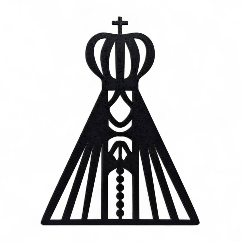Placa Decorativa Nossa Senhora Mdf Cor Preto 60 cm