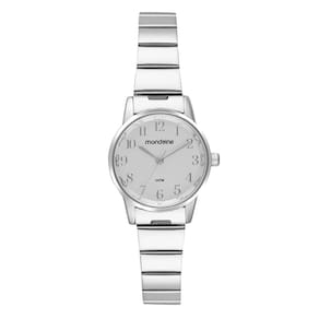 Relógio MONDAINE feminino analógico prata branco 32693L0MVNE2