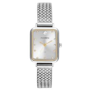 Relógio MONDAINE feminino retangulo prata 32744L0MVNE2