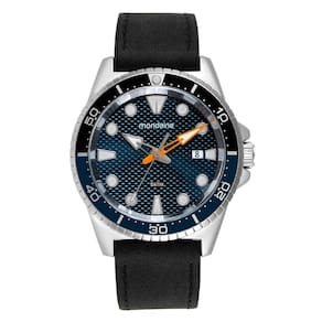 Relógio MONDAINE masculino analógico azul preto 32886G0MVNH1