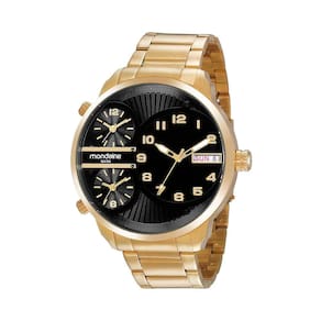 Relógio MONDAINE masculino dualtime dourado preto 99433GPMVDS3