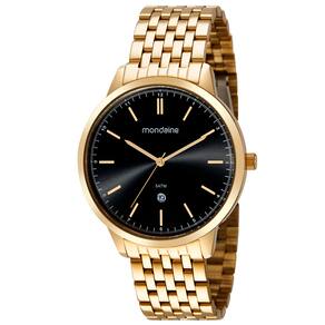 Relógio MONDAINE masculino dourado preto 99588GPMVDA1