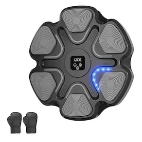 Treino Boxe Máquina Musical Led Inteligente Luvas Preto