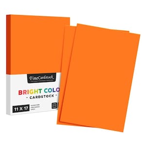 Papel de cartolina S, impressão superfina, 65 libras, 11 x 17 polegadas, laranja, pacote com 50 unidades