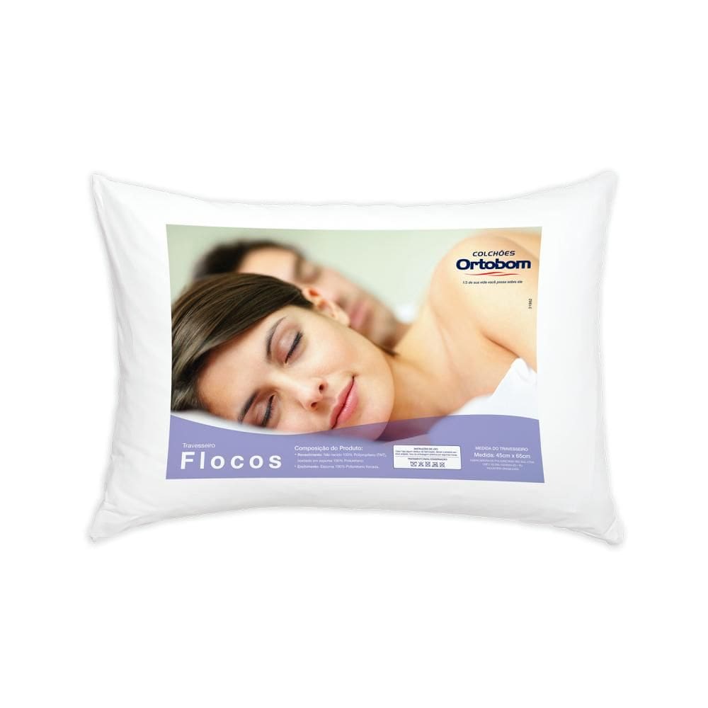 Travesseiro Flocos Ortobom Antialérgico 60x40cm Macio