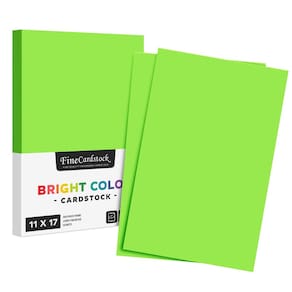 Papel de cartolina S, impressão superfina, verde neon, 11x17, pacote com 50