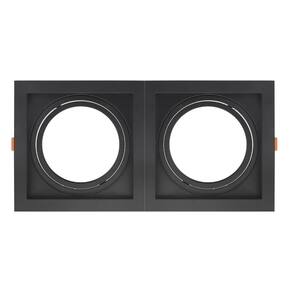 Spot de Embutir Quadrado Recuado Duplo Par 30 Direcionável Preto
