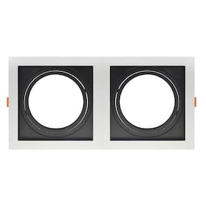 Spot de Embutir Quadrado Recuado Duplo Par 30 Direcionável Branco com Preto