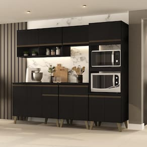 Armário de Cozinha Completa Atlanta Studio Preto Touch