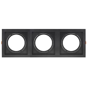 Spot de Embutir Quadrado Recuado Triplo Par 30 Direcionável Preto