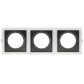 Spot de Embutir Quadrado Recuado Triplo Par 30 Direcionável Branco com Preto