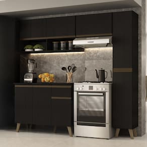 Armário de Cozinha Completa Atlanta Slim Preto Touch