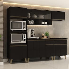 Armário de Cozinha Completa Atlanta Prime Preto Touch