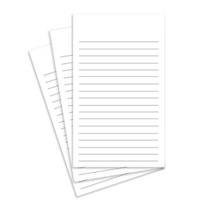 Cartões de notas S, impressão superfina, grossa, pautada em branco, 3x5, 100/pacote