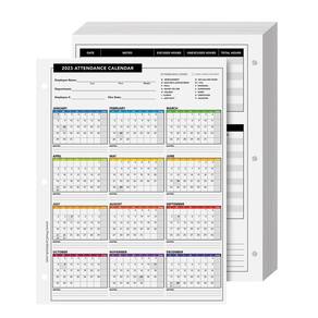 Papel de cartolina para calendário de presenças 2023 | 50 folhas/pacote