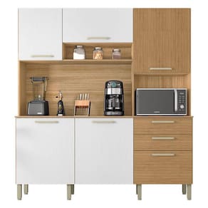 Cozinha Ferrara Plus 6 Portas e 2 Gavetas Freijó Supremo Ripado - Kits Paraná