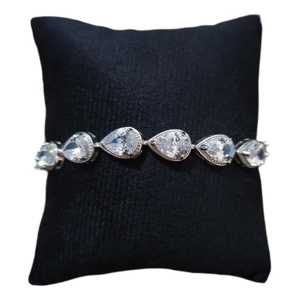 Pulseira Bracelete Prata Com Zircônia Noiva Debutante Gota