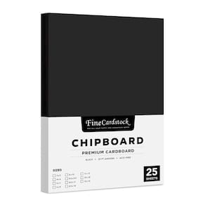Folhas de aglomerado S, impressão superfina, preta, 12x12, pacote com 25