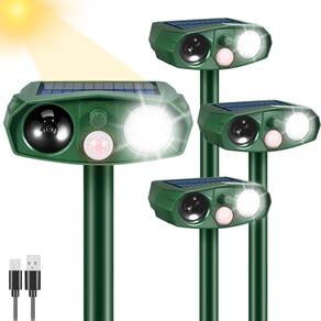 Repelente de animais JahyElec Solar Ultrasonic, pacote com 4 unidades com sensor de movimento