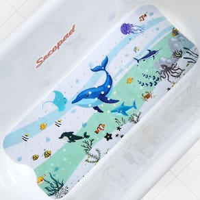 Tapete de banho para bebês Secopad Cartoon Non Slip 40 cm x 100 cm azul
