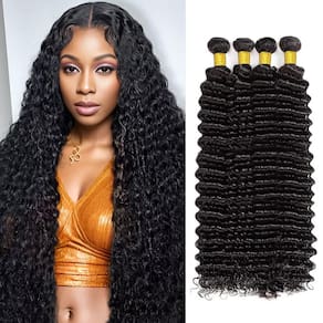 Pacotes de cabelo Cuzuzu 12A Deep Wave 45-60cm 4 pacotes 100% virgens