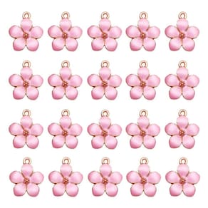Pingente SSYHQAX esmaltado banhado a ouro em flores de cerejeira x30