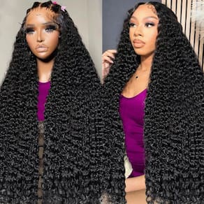 Perucas Kedmidun 13x6 Deep Wave HD Lace Front Cabelo humano 200% de densidade