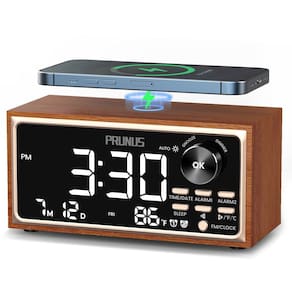 Rádio-relógio PRUNUS J-177 Retro Vintage com carregamento sem fio