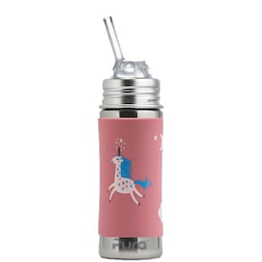 Garrafa de palha Pura Kiki 325 ml em aço inoxidável com manga para crianças