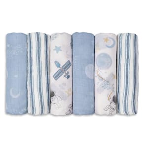 Cobertor de recepção GLLQUEN BABY Cotton Muslin, pacote com 6 unidades, azul