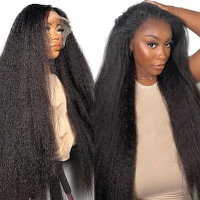 Peruca HC Kinky Straight 100% brasileira Remy Human Hair 20 polegadas