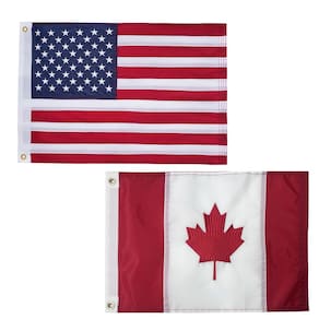 Bandeira AMZFLAG americana e canadense 30x45cm bordada