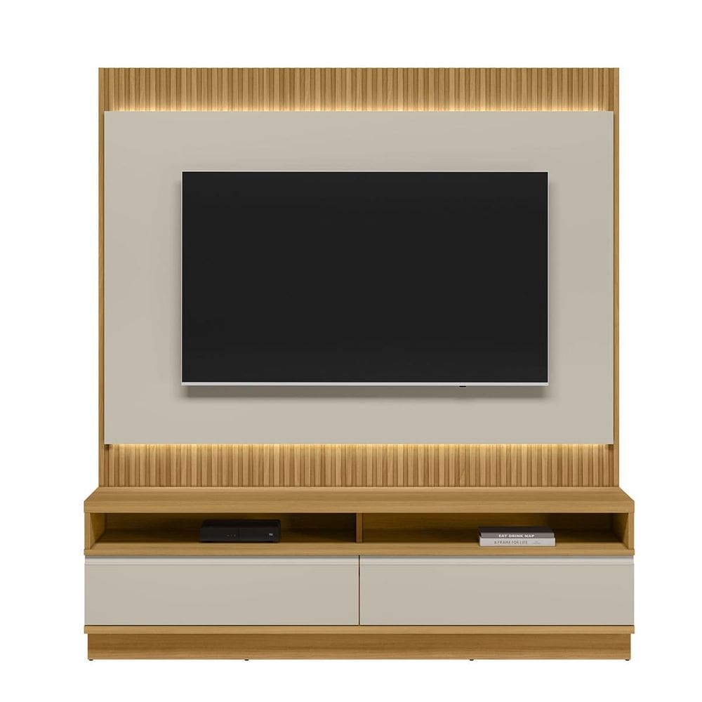 Conjunto Rack Painel Com Led Saint Paul - Tauari-Off White - EdeCasaMoveis