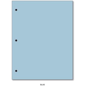Papel, impressão superfina, 3 furos, perfurado, 8,5x11, 100 folhas, azul