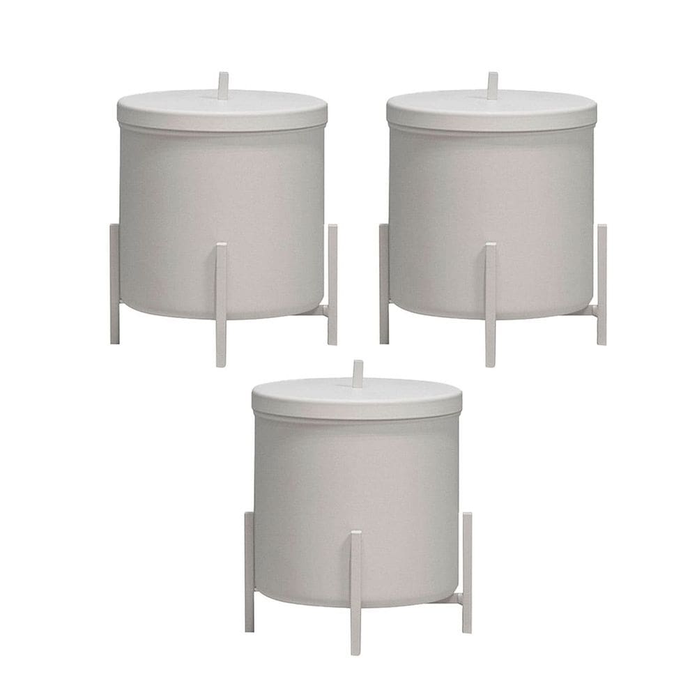 Kit 3 Lixeiras Brancas 6 Litros Level