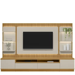 Conjunto Rack Painel e 2 Módulos Saint Paul - Tauari-Off White - EdeCasaMoveis