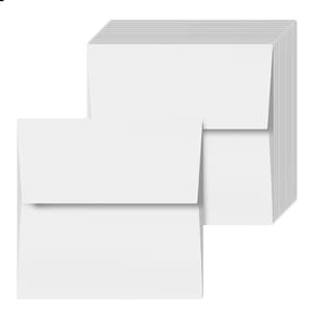 Envelopes quadrados brancos 7,5 x 7,5” (19 x 19 cm) 70 lb 50/pacote