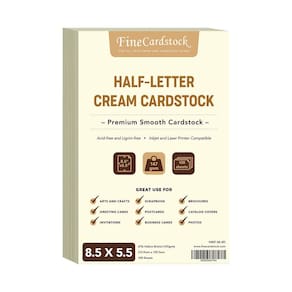 Creme de impressão Cardstock S Superfine, 8,5 x 5,5 polegadas, 67 libras, pacote com 100