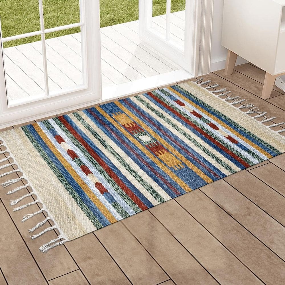 1 Tapete Capacho Kilim  India 100% Algodão 50X70 M08