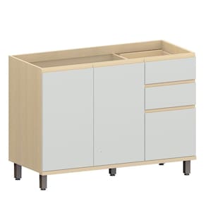 Balcão de Pia para Cozinha 120 cm 3 Portas 2 Gavetas Aurora
