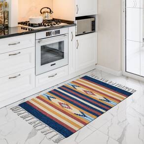 1 Tapete Cozinha Kilim Algodão Absorvente 60X90 M01