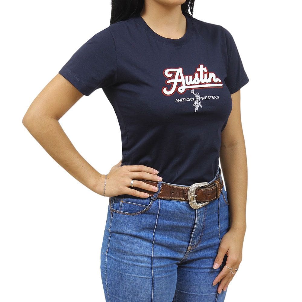 Camiseta Feminina Azul Marinho Austin Western 38040