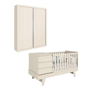 Kit Berço Multifuncional Prince e Roupeiro 2 Portas Reller