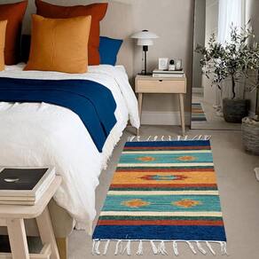 2 Tapete Quarto Kilim Algodão Beira Cama 60X90 M03