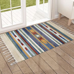 1 Tapete Capacho Kilim India 100% Algodão 50X70 M08