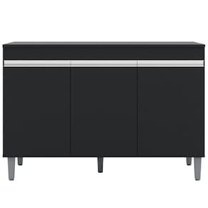 Balcão Gabinete De Pia Sem Tampo 120Cm 3 Portas Manu Preto