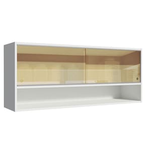 Armário Aéreo 2 Portas Correr Vidro 1 Nicho Glamy, E Branco
